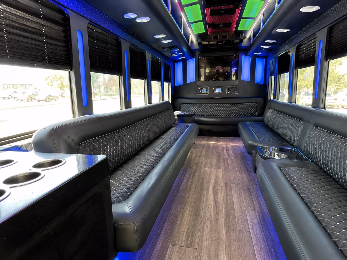 meriden 15 passenger party bus inside
