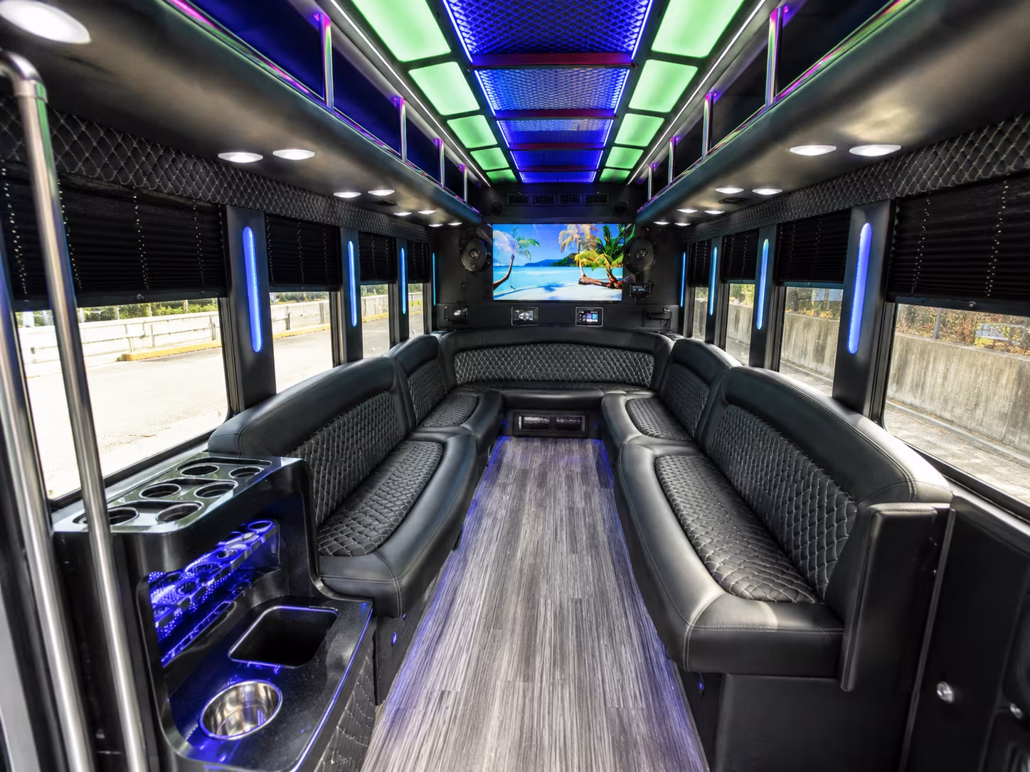 meriden 18 passenger party bus inside