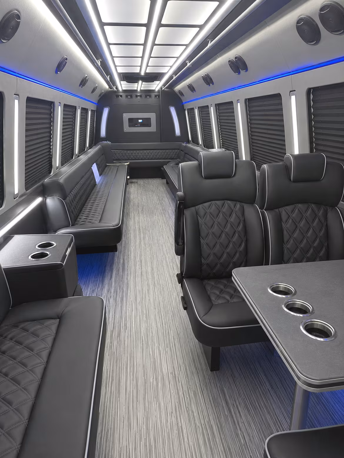 meriden 25 passenger party bus inside