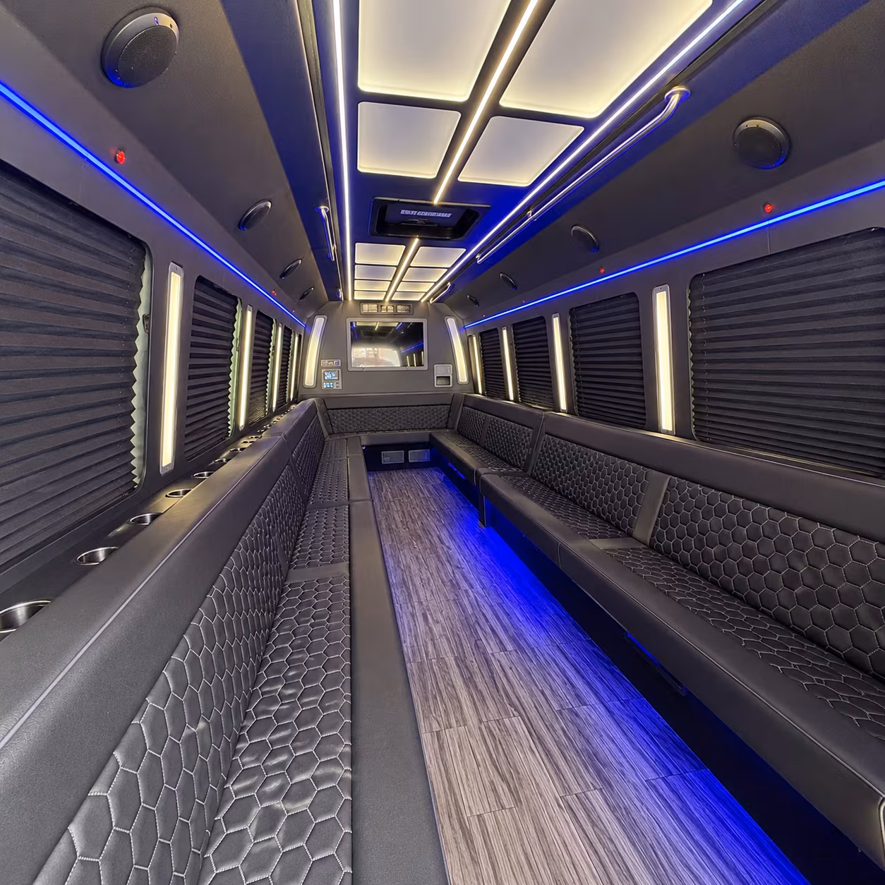 meriden 30 passenger party bus interior