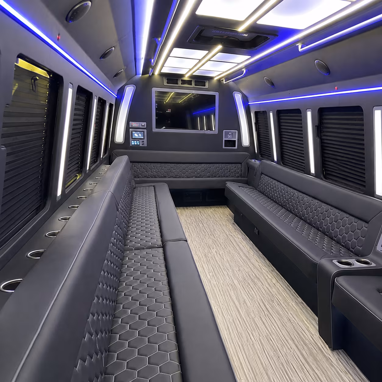 meriden 40 passenger party bus inside