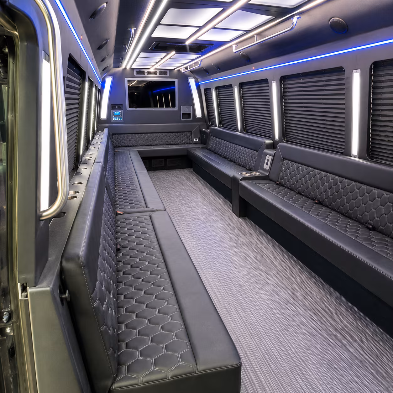meriden 40 passenger party bus interior